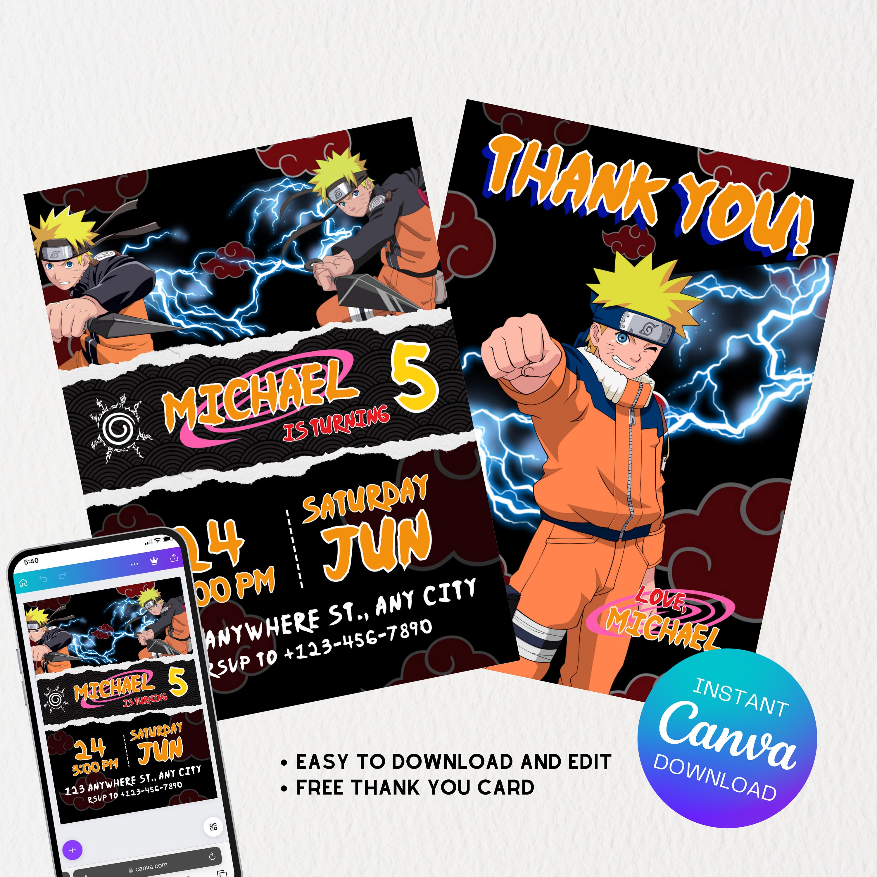 Carte Anniversaire Naruto Gratuite Imprimer Naruto invitation - Etsy Canada