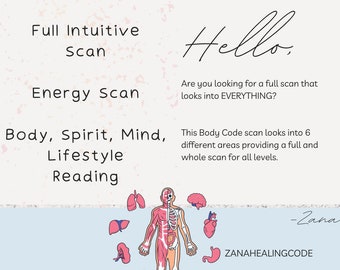 Complete Body Scan, Body Code Scan, Medical Intuitive reading, Intuitive Body Scan, Health Scan, discover root cause, identify blockages