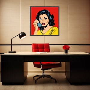 CAPTIVATING CARMEN - Printable Print of a Beautiful Latina on the Phone in the fabulous 60s Pop Art Comic Strip Style