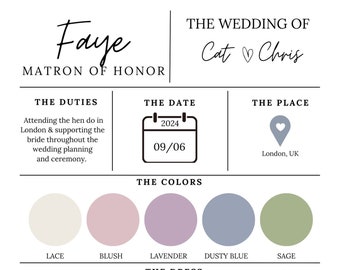 Wedding Party Proposal Info Cards