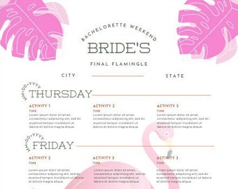 Final Flamingle Bachelorette Weekend Itinerary