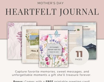 Personalized Mother's Day Memory Journal | Heartfelt Printable Gift for Mom + Free Greeting Card