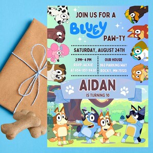 編集可能な Bluey 誕生日カード テンプレート: お子様の大切な日を祝うためにパーソナライズされたカードを作成しましょう。