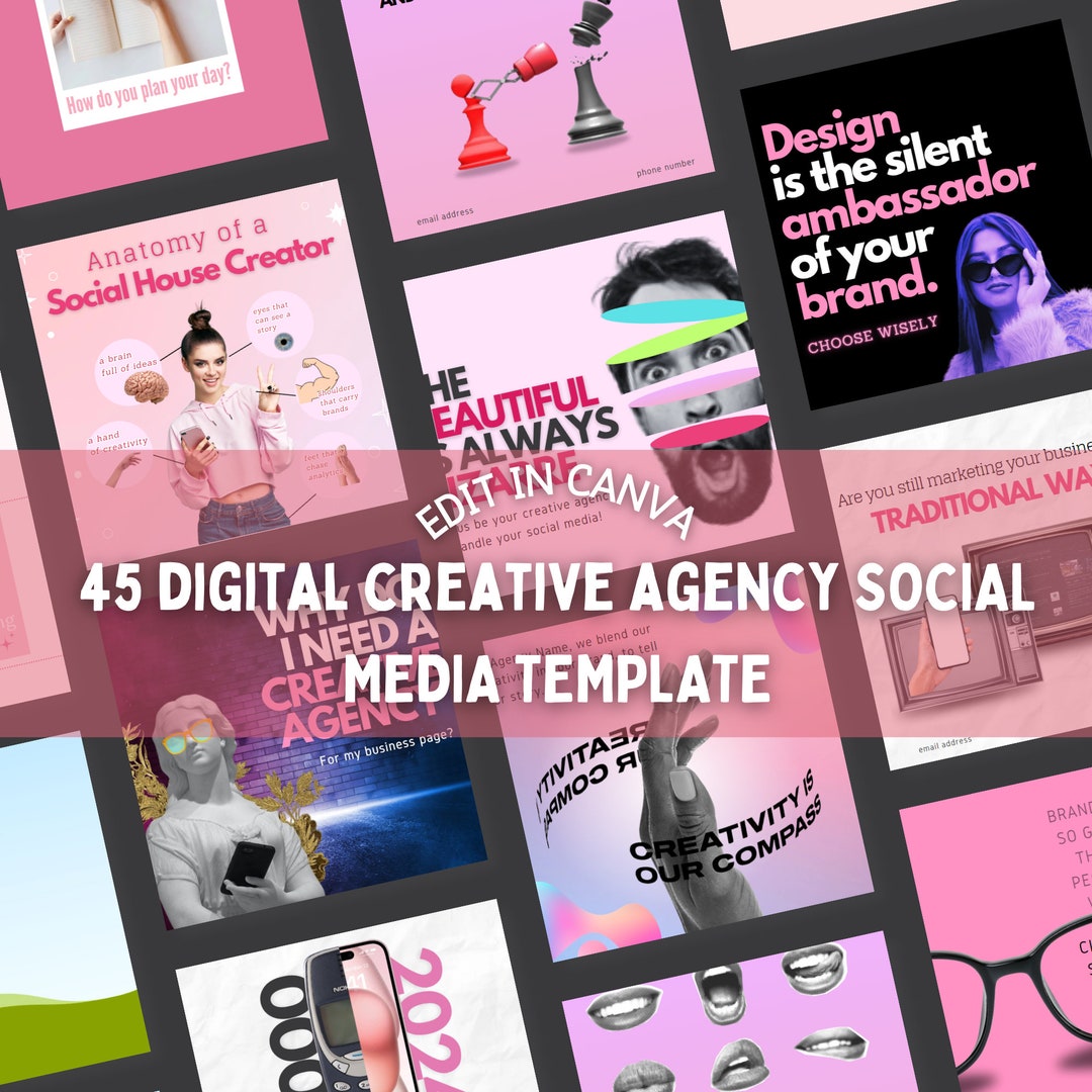 45 Pink Social Media Design Templates for Digital & Creative Agencies ...