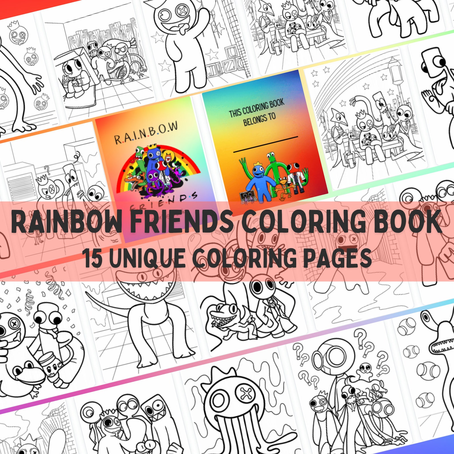 Rainbow Friends Coloring Page, Coloring Page for Kids, Coloring Pages ...