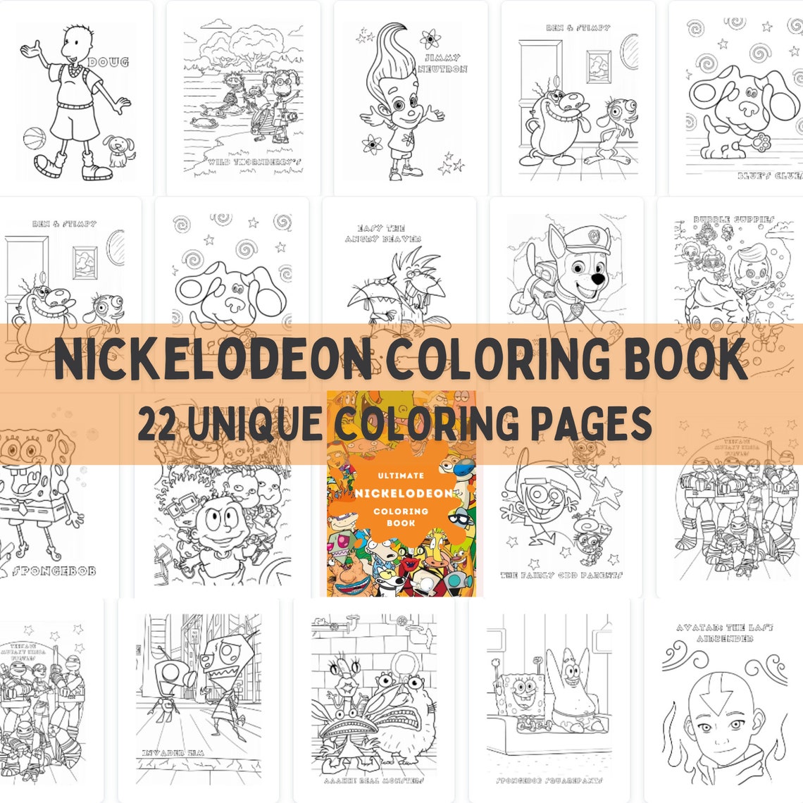 Nickelodeon Coloring Page, Coloring Page for Adults, Kids Coloring ...