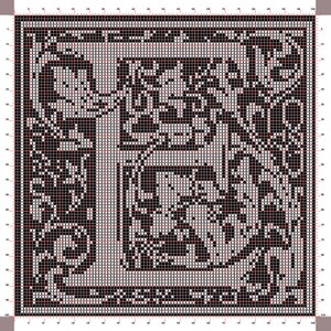 Alphabet - Letter E, Goudy Classic style:  crochet/knit graphgan blanket pattern, c2c, cross stitch graph, pdf download, instant download