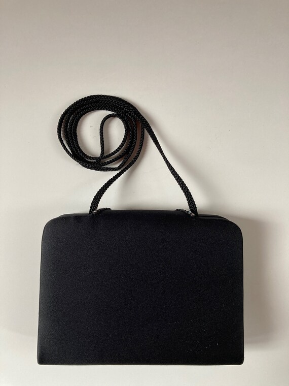 Matte Black Padded Box-Style Evening Bag - image 6