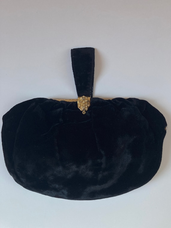 Vintage Black Velvet Evening Bag