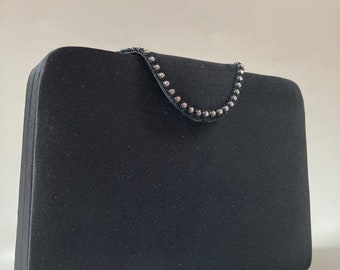 Matte Black Padded Box-Style Evening Bag