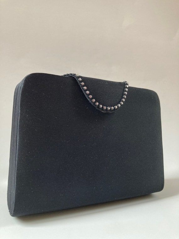 Matte Black Padded Box-Style Evening Bag - image 1