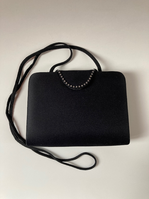 Matte Black Padded Box-Style Evening Bag - image 2