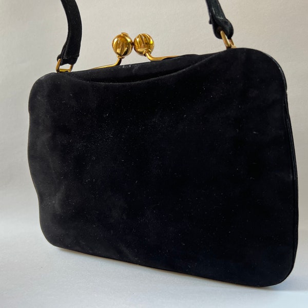 Vintage Koret Black Suede Handbag