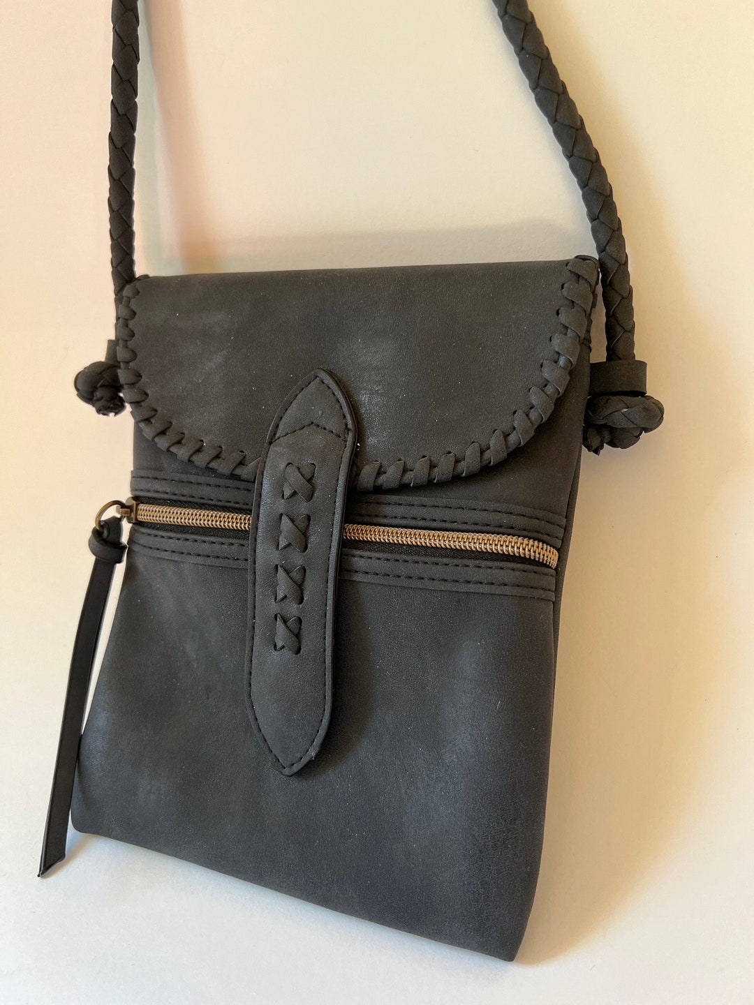 Tassel Double Stitched Crossbody Bag