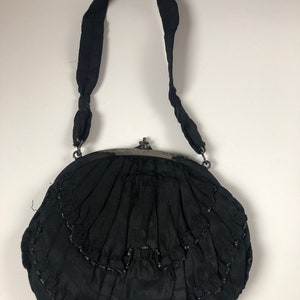 Antique Black Faille Evening Bag