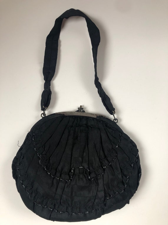 Antique Black Faille Evening Bag