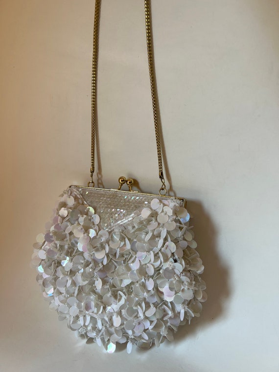 White Spangled Evening Bag - image 1