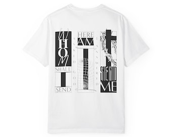 Isaiah 6:8 Christian T-Shirt | Faith-Based Send Me Bible Verse Shirt | Minimalist Scripture Tee for Men & Women | Religious Graphic Tee Gift