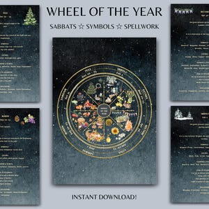 Wheel of The Year Printable, Sabbaths, Pagan Fests (PDF)