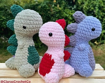 Patrón de ganchillo T Rex Dino, patrón de crochet amigable para principiantes, juguete de peluche dinosaurio t-rex, peluche dino amigurumi, peluche pequeño dino t-rex
