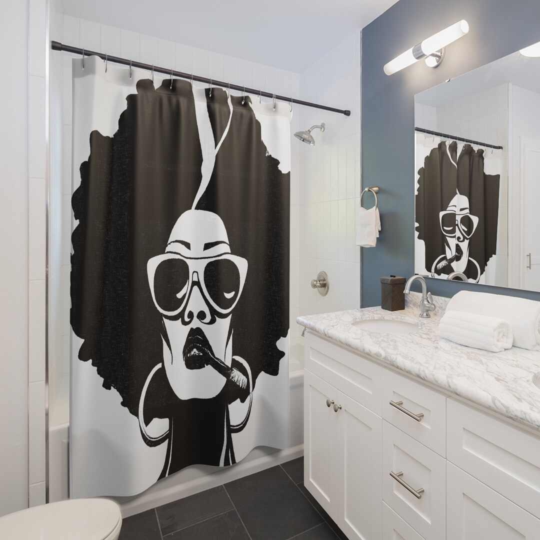 Smoke Break Shower Curtains Modern Home Decor Black Beauty African Art Bathroom Accessories