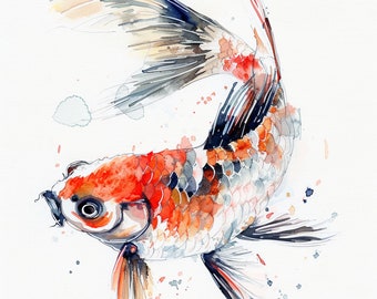 Aquarel visbundel - 4 hoge kwaliteit. PNG's - transparante achtergronden voor commercieel gebruik, aquarel, gemengde media, digitale papierambachten