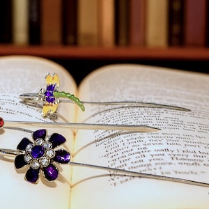 Vintage-Inspired Enamel Flower and Butterfly Metal Bookmarks,  3 Choices