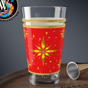 Mid Century Modern Starburst Glass, 16oz MCM Barware, retro Drinking Glass, Atomic Cocktail Glass, MCM Glassware Gifts for Her, MCM Decor,