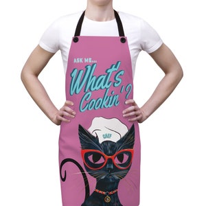 Atomic Cat BBQ Apron: 1960s Retro Style Kitchen