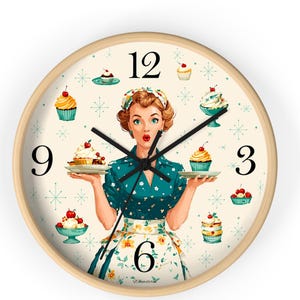 Mid Century Modern Baker Kitchen Wall Clock | Vintage MCM Baking Graphic