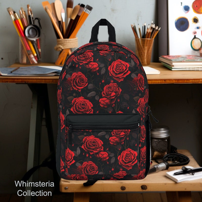 Red Roses Backpack Floral Backpack - Etsy