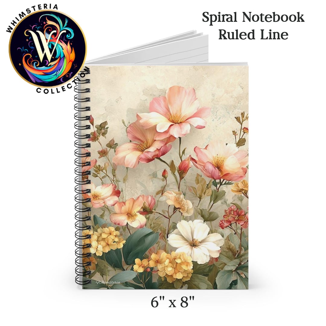 Vintage Floral Spiral Notebook, Ruled Journal, Soft Botanical Cover - Etsy