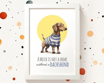 Dachshund Art Print Pet Gifts for Dog Lovers, Mothers Day Gifts, Sausage Dog Dad housewarming Present