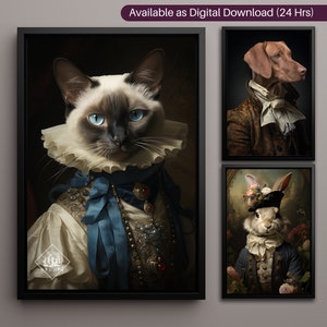Regal Cat Print, Regal Dog Painting, Custom Renaissance Pet Art, Royal Cat Print, Fun Pet Lover Gift, Portrait from Photo, Pet Parent Gift