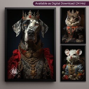 Regal Dog Print, Regal Cat Painting, Custom Renaissance Pet Art, Royal Cat Print, Fun Pet Lover Gift, Portrait from Photo, Pet Parent Gift