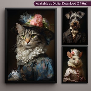 Regal Cat Print, Regal Dog Painting, Custom Renaissance Pet Art, Royal Cat Print, Fun Pet Lover Gift, Portrait from Photo, Pet Parent Gift