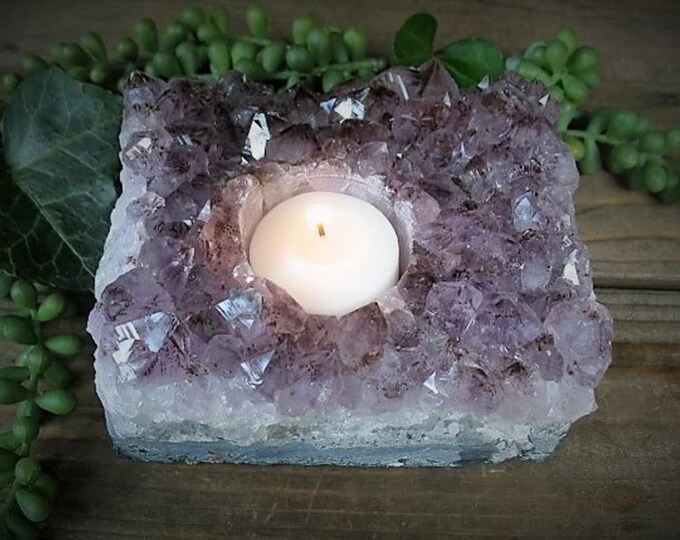Amethyst Candle Holder, Crystal Decorative Candle Holders, Natural