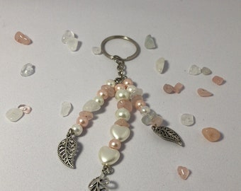 Crystal and faux pearl keychain