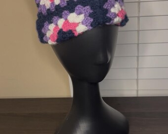 Gorro de gato cuadrado de la abuela tejido a crochet