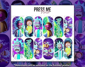 420 Rick & Morty 2 Waterslide Nail Decals l Nail Wraps l Nail Strips l Water Nail Decals l Nail Tech
