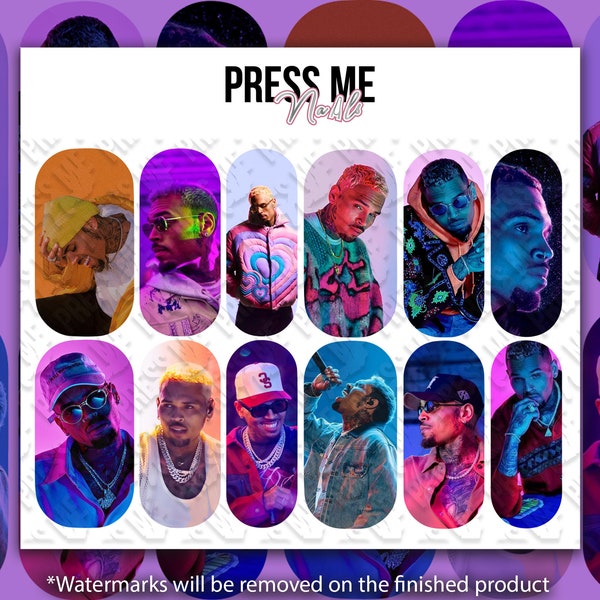 Chris Brown Breezy Colorful Nail Decals l Nail Wraps l Nail Strips l Water Nail Decals l Nail Tech