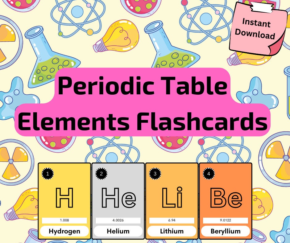 Chemistry Periodic Table Flashcards Set, Printable Downloadable Cards ...