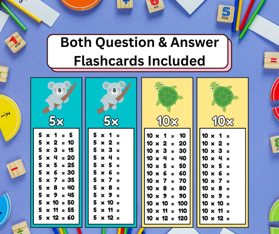 Times Tables Flashcard Set Learn Multiplication up to 12 Etsy