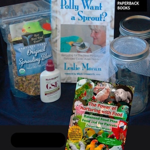 Organic Parrot Food --Complete Sprouting Kit - Original Blend - Balanced Food Plan- BEST BIRDFOOD EVER!