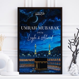 Umrah Mubarak personalised print, Personalised Hajj Mubarak Print, Custom Umrah Hajj Gift, personalised Kaaba Mecca wall print, Hajj, Umrah