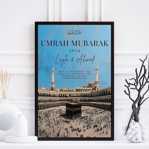 Umrah Mubarak personalised print, Personalised Hajj Mubarak Print, Custom Umrah Hajj Gift, personalised Kaaba Mecca wall print, Hajj, Umrah