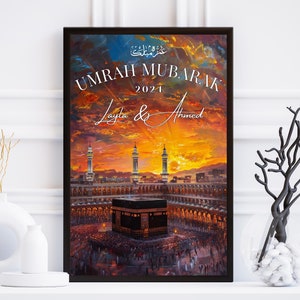 Umrah Mubarak personalised print, Personalised Hajj Mubarak Print, Custom Umrah Hajj Gift, personalised Kaaba Mecca wall print, Hajj, Umrah