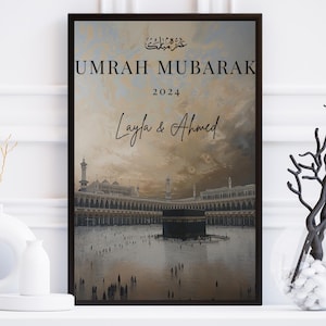 Umrah Mubarak personalised print, Personalised Hajj Mubarak Print, Custom Umrah Hajj Gift, personalised Kaaba Mecca wall print, Hajj, Umrah