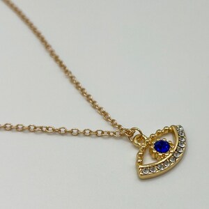 Gold Evil Eye Necklace, Turkish Eye Gold Dainty Pendant Choker Necklace, Gold Blue Turkish Eye, Blue Evil Eye, Nazar, Protection, Good Luck