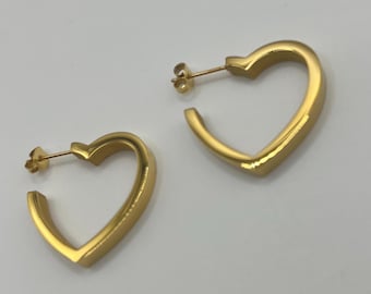 Aros de corazón chapados en oro de 18 quilates: aros de amor resistentes al agua